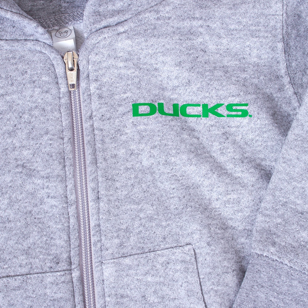 Ducks, McKenzie SewOn, Grey, Full Zip, Kids, Infant, Oregon Ducks mascot, Hoodie, Sweatshirt, 964792